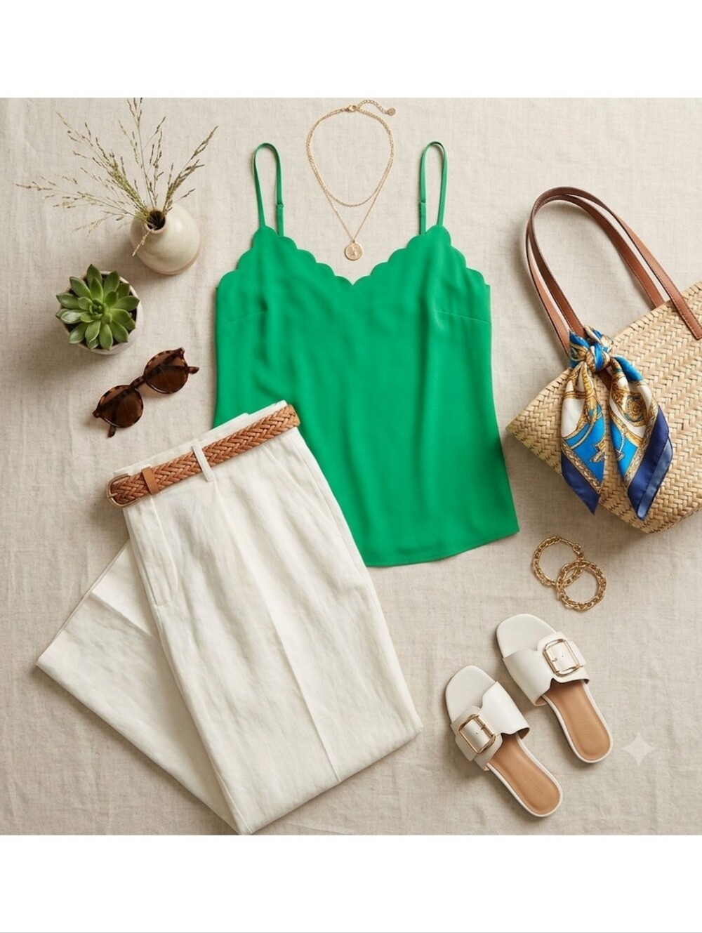 EUC J. Crew Vibrant Kelly Green Lined Camisole with Adjustable Straps, Size 4